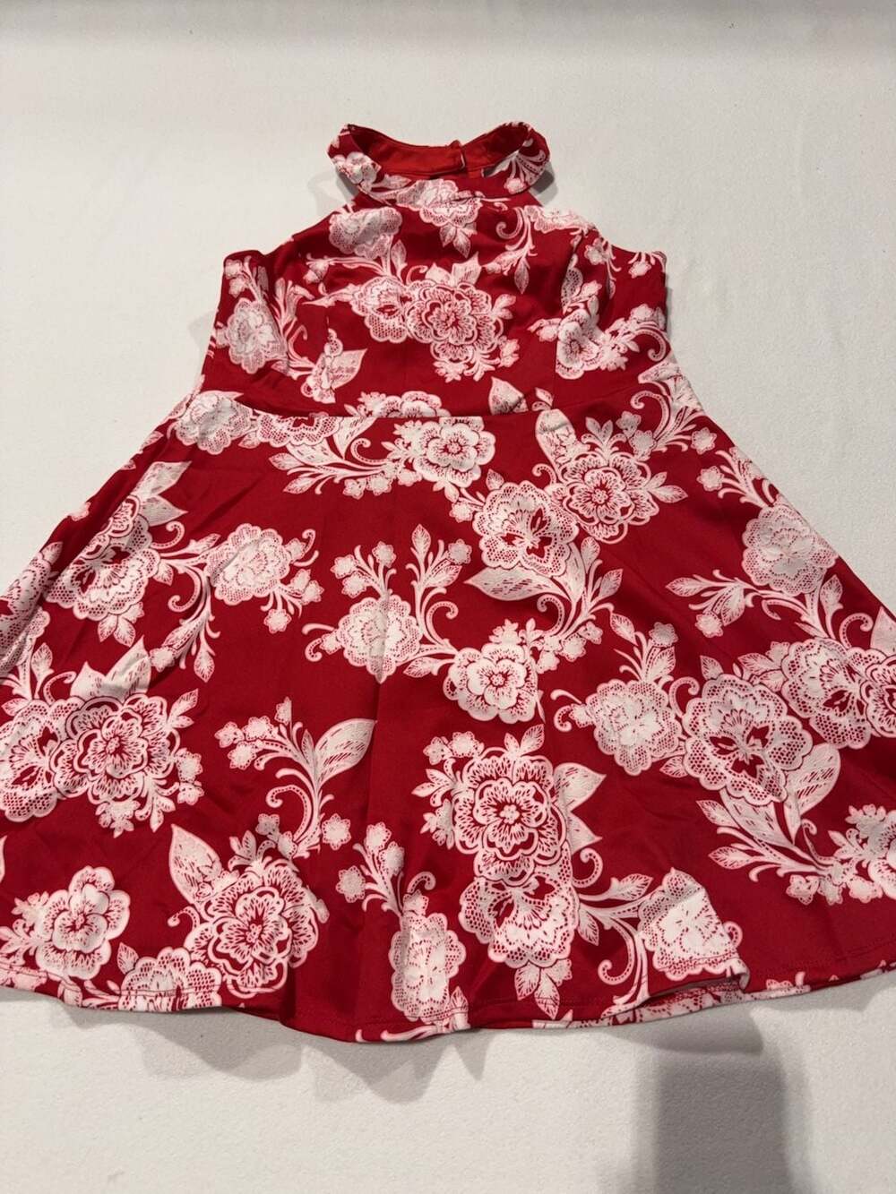 Trixxi Clothing Company Red and White Floral Halter Dress Size XL